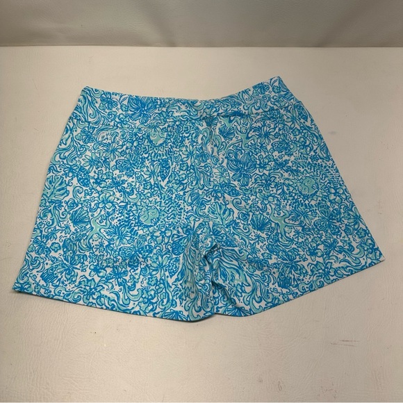 Lilly Pulitzer luxletic nakia Women's Blue Patterned Shorts size 12 - Picture 3 of 13